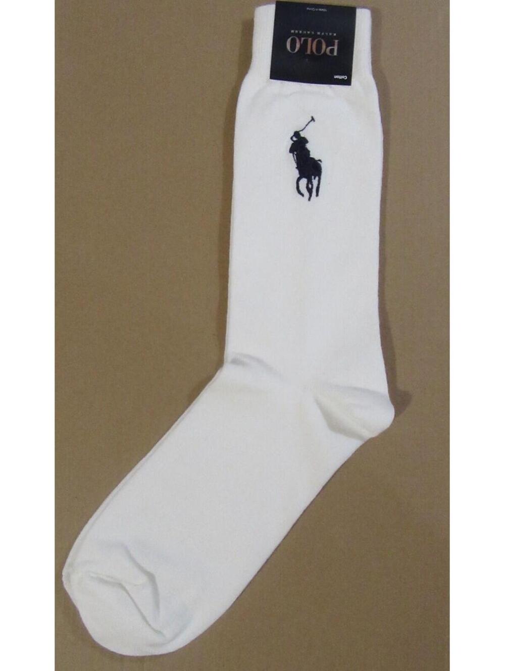 Polo Ralph Lauren Mens Big Pony Trouser Socks White with Navy Pony 1 Single Pair